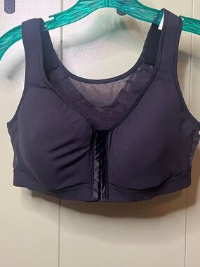 Front-Closure Black Comfort Bra with Wide Straps